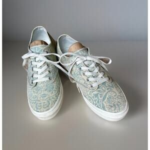 Vans Floral Damask Print Canvas Sneakers Women’s Size 8.5 Blue White